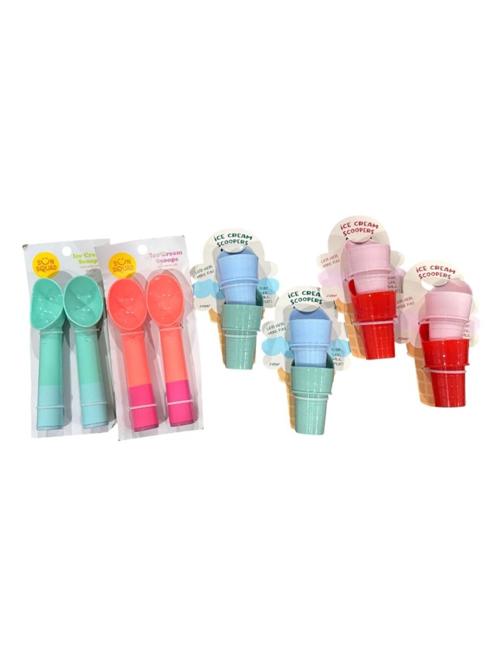 Colorful Ice Cream Scoop Sets Assorted Designs Durable Plastic Set Of 2 Per Pack